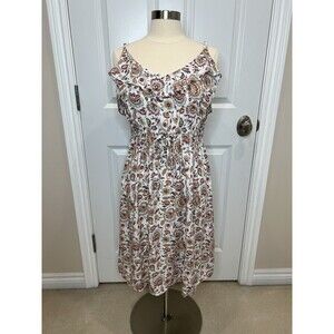 Torrid 2 Sun Dress Cream Floral Challis Ruffled Knee Length Tank  XXL 2X New